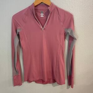 Noble Equestrain Pink Long Sleeve Riding Shirt Size Small 1/4 Zip